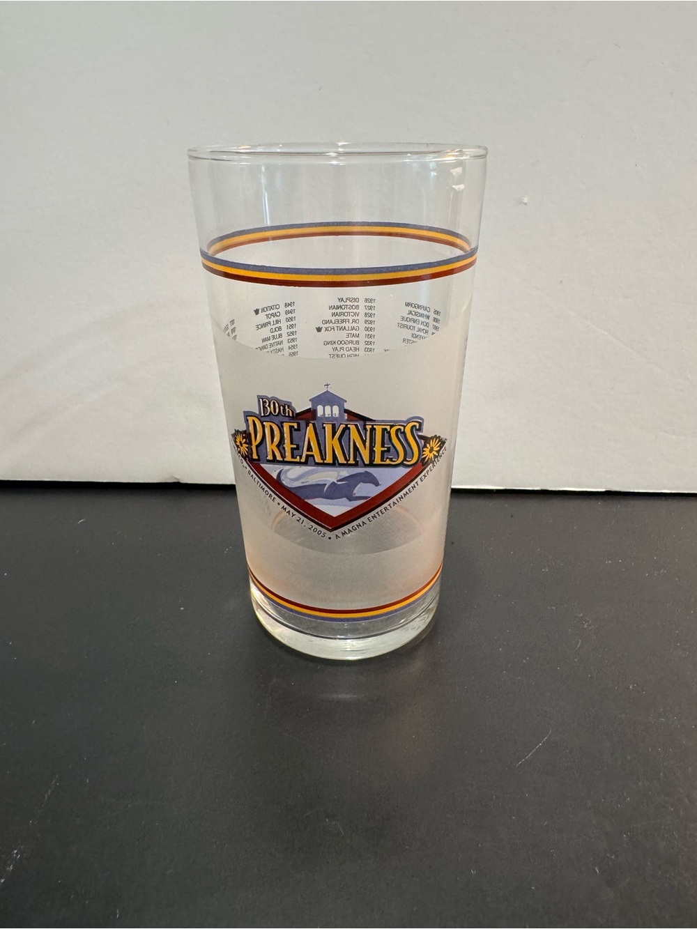 2005 130th Preakness Pimlico Baltimore Mint Julep Glass